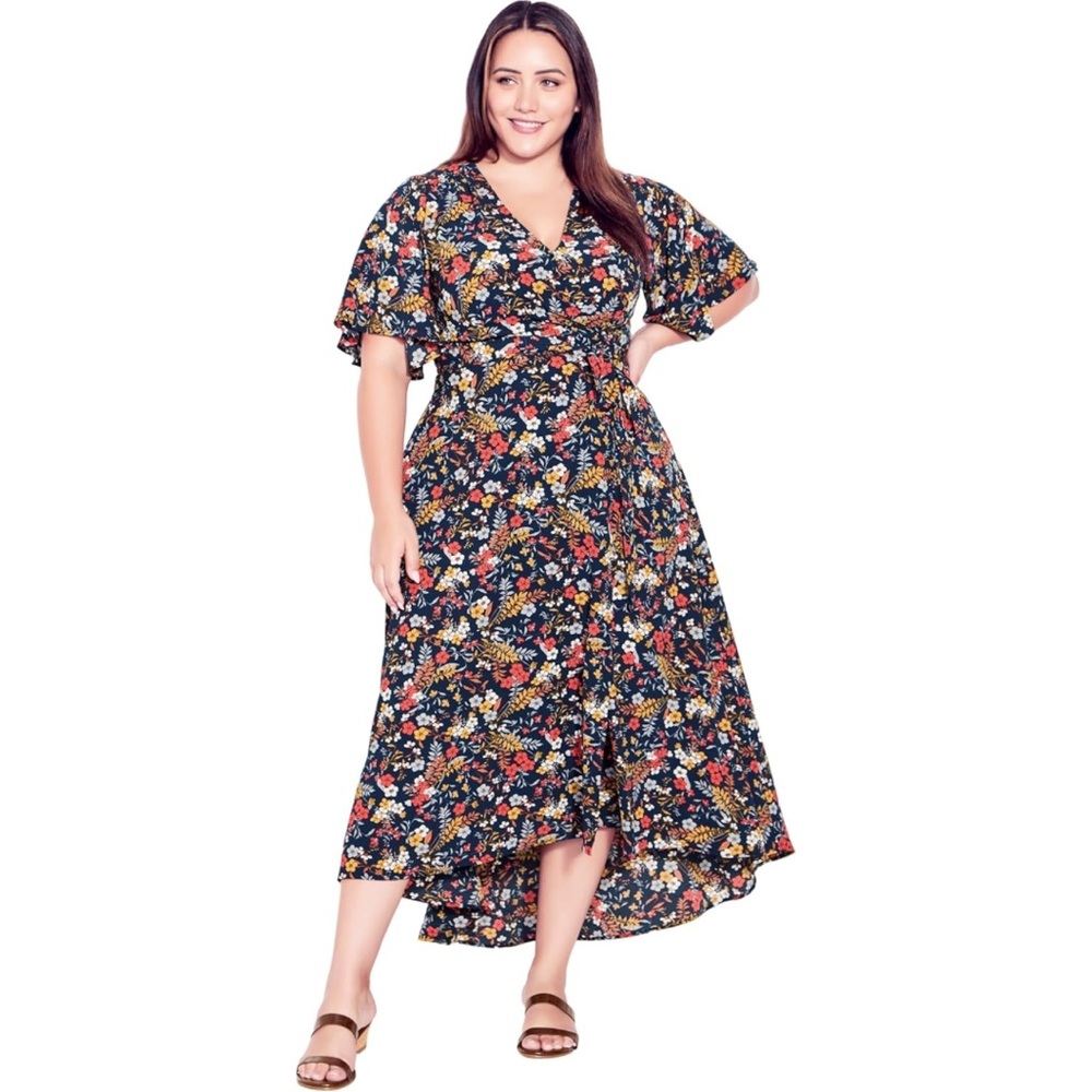 Evans Floral Wrap Maxi Dress — Size 26/28, NWT